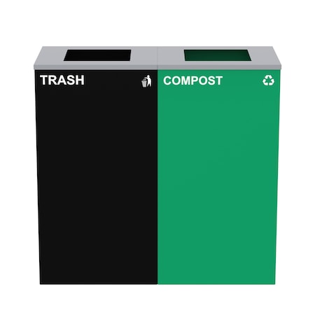 Alpine Industries 58-Gallon 2-Stream Black Steel-Green Compost Bin Station ALP4450-BLK-KIT9